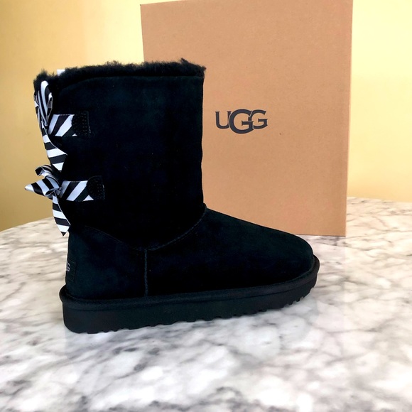Diagonal Stripes Black Ugg Boots Womens 